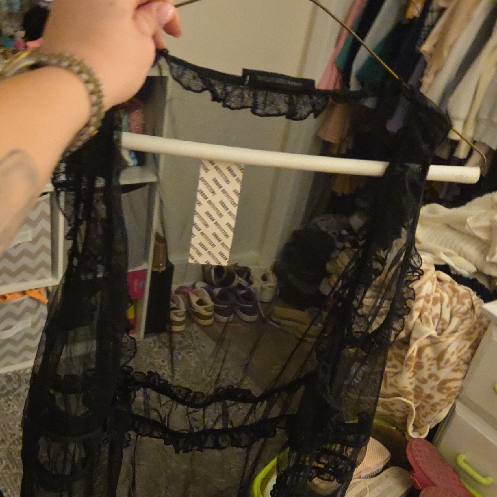 Urban Outfitters Black Sheer Lace Chemise